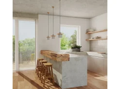 Lámpara Colgante Mab Moderno De Hormigón/Madera - 1 Fuentes Luminosas - L.22 X A.125 Cm - Gris/Madera Natural