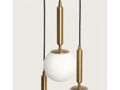 Lámpara Colgante Metal y Cristal Tri Oto Dorado