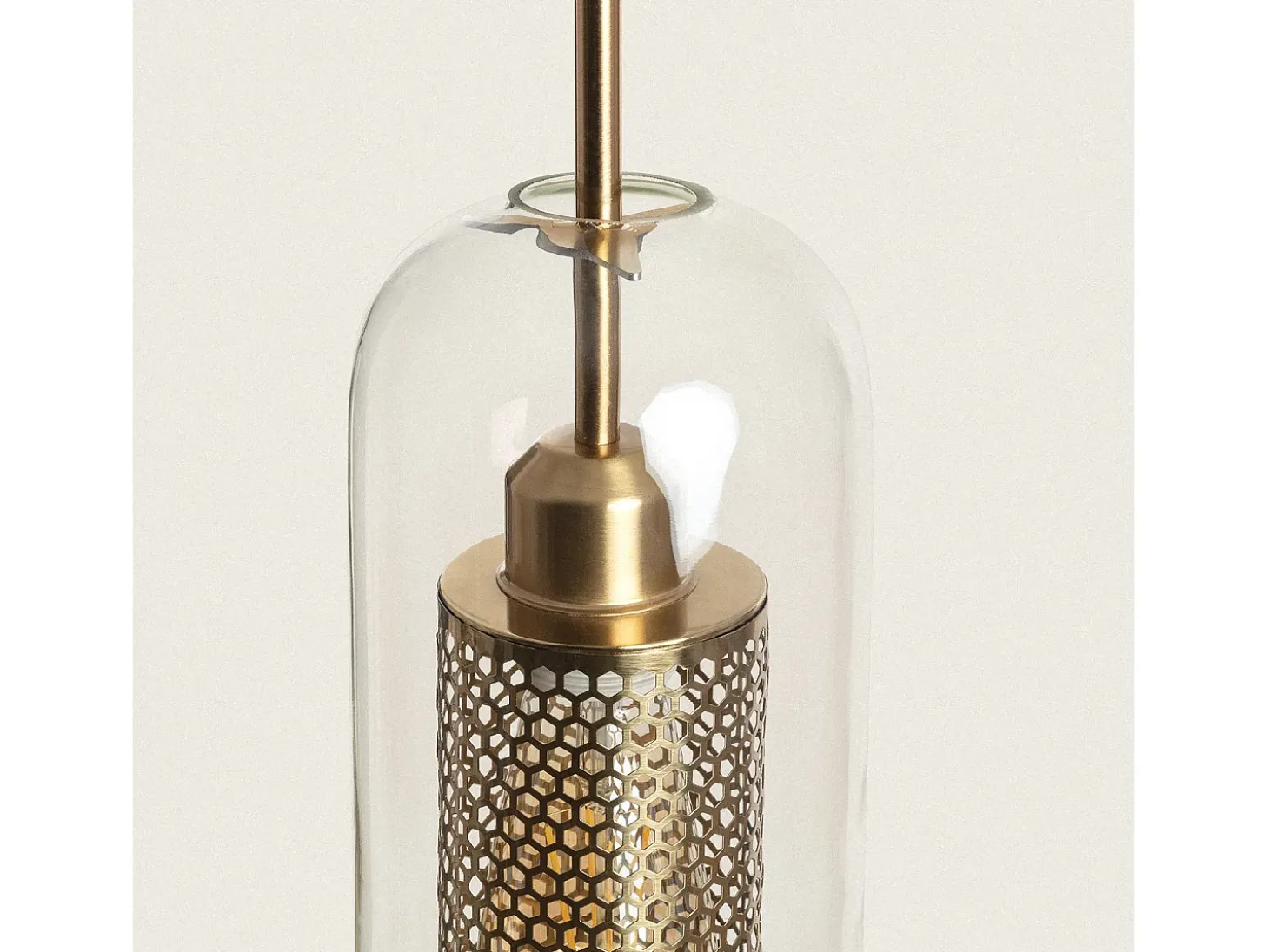 Lámpara Colgante Metal y Cristal Julieta Lungo Dorado