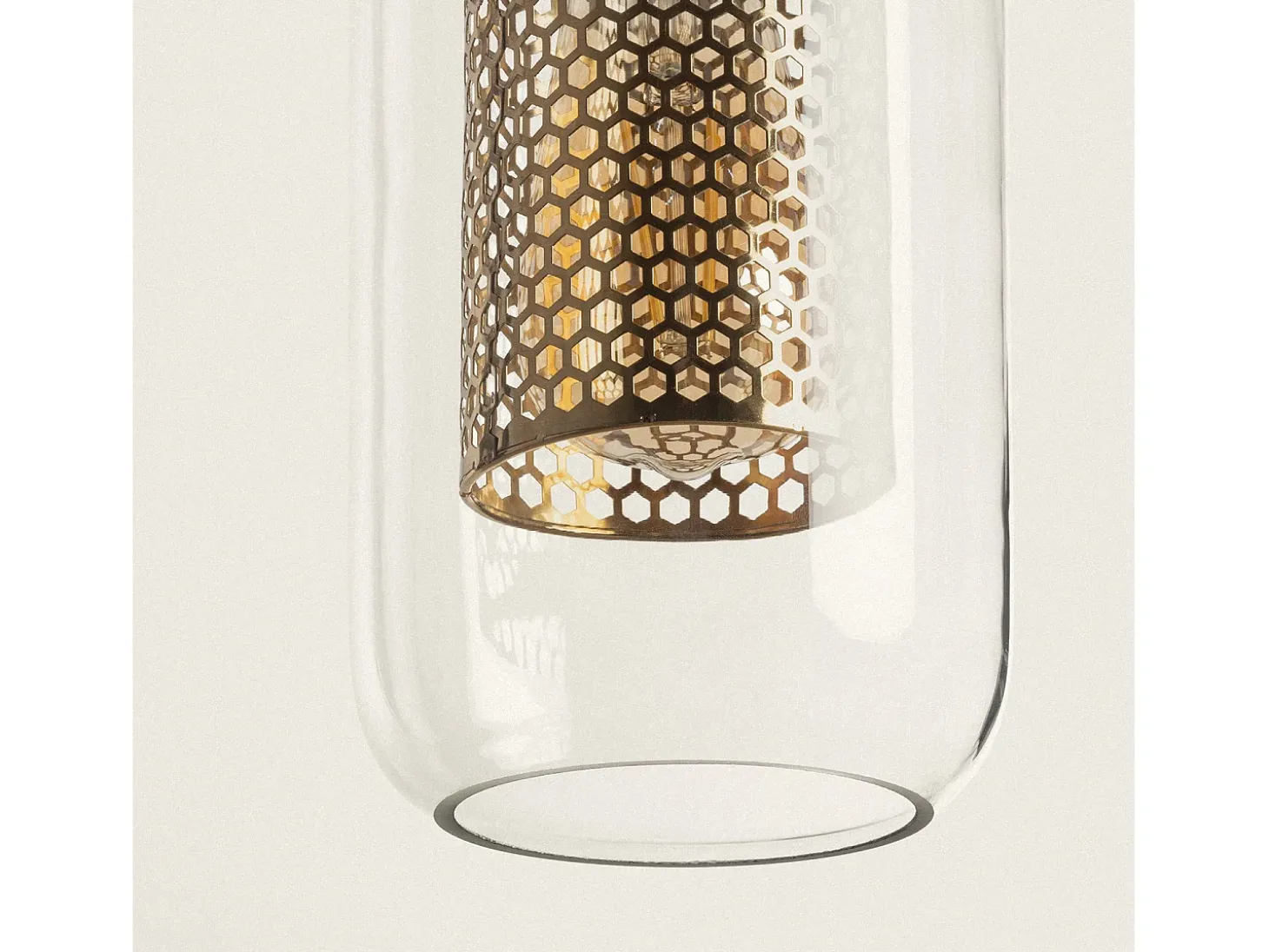 Lámpara Colgante Metal y Cristal Julieta Lungo Dorado