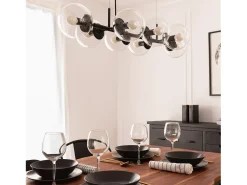 Lámpara Colgante Metal y Cristal Wassily 8 Focos Negro