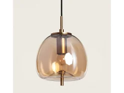 Lámpara Colgante Metal y Cristal Adina Ámbar