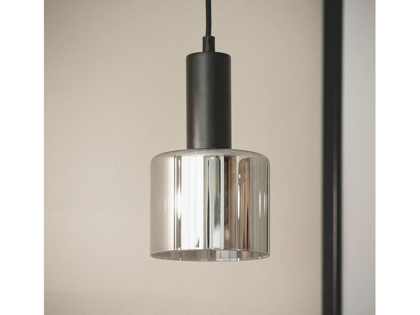 Lámpara Colgante Metal y Cristal Danae Gris Humo