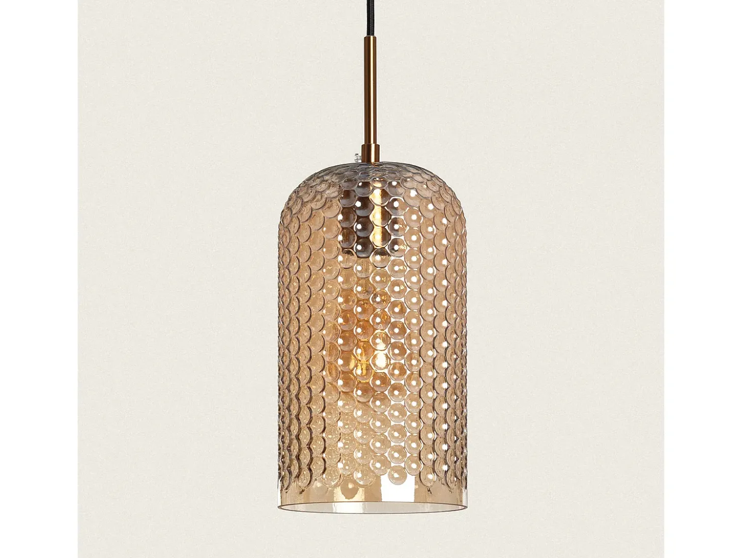 Lámpara Colgante Metal y Cristal Large Bernie Ámbar