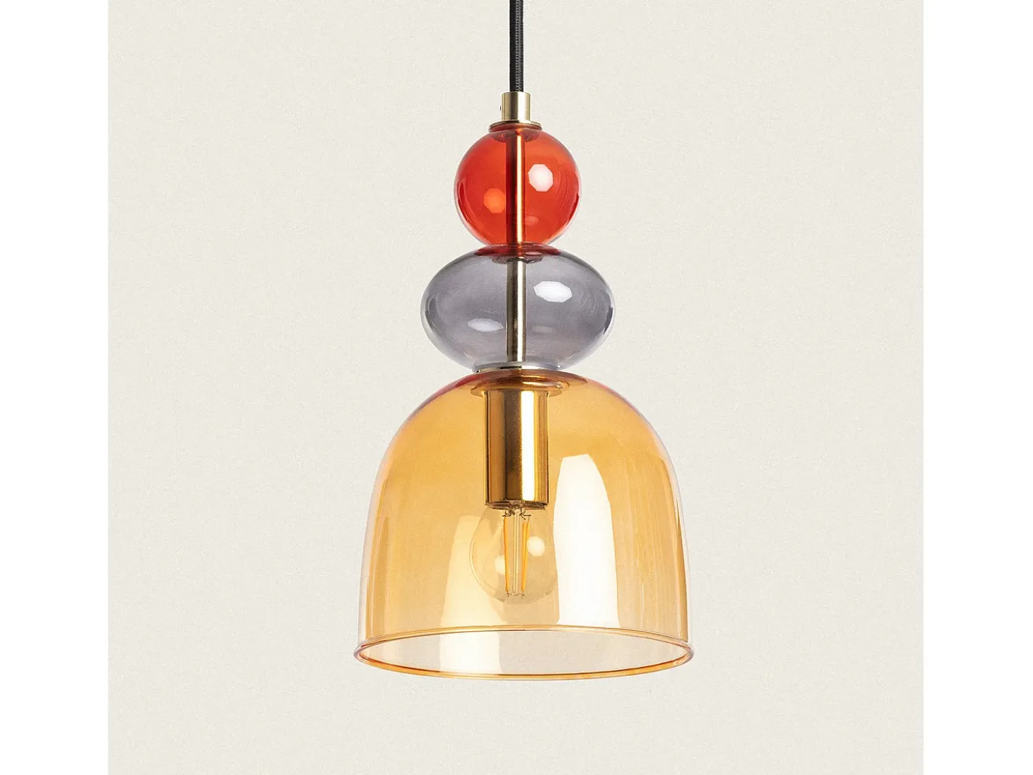 Lámpara Colgante Metal y Cristal Baudelaire Ámbar