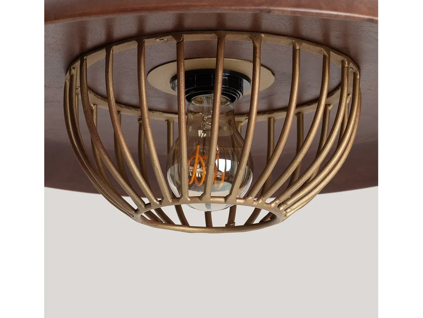 Lámpara Colgante Metal y Madera Alika ILUZZIA Dorado