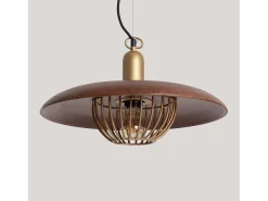 Lámpara Colgante Metal y Madera Alika ILUZZIA Dorado