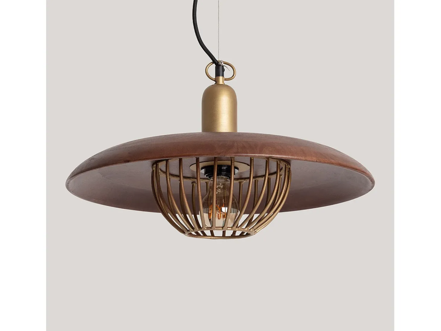 Lámpara Colgante Metal y Madera Alika ILUZZIA Dorado