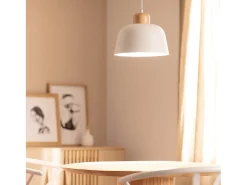 Lámpara Colgante Metal y Madera Wawak Blanco