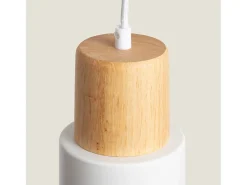 Lámpara Colgante Metal y Madera Kidonge Blanco