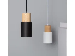 Lámpara Colgante Metal y Madera Kidonge Negro