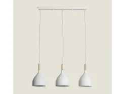 Lámpara Colgante Metal y Madera Karlek Blanco