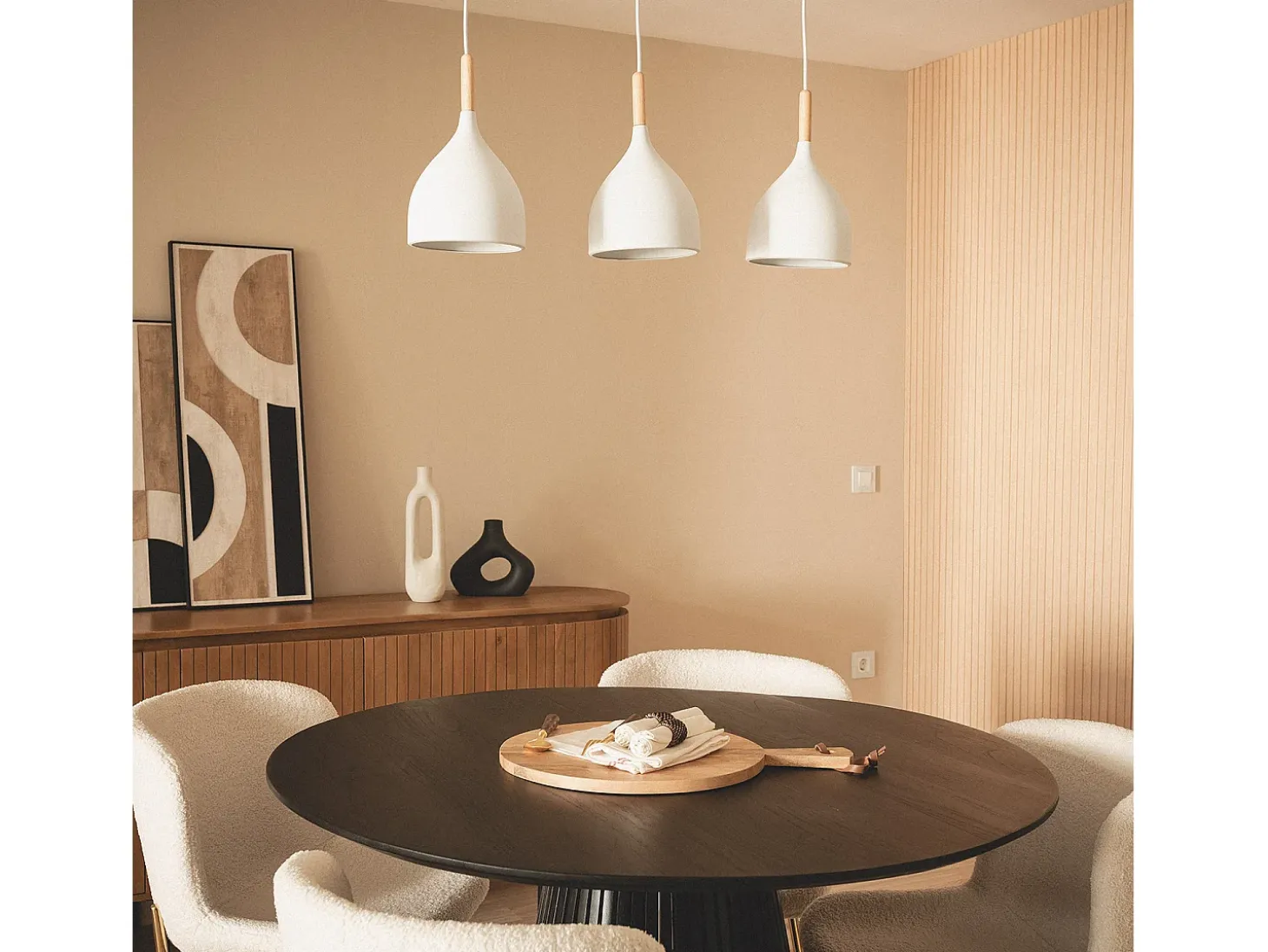 Lámpara Colgante Metal y Madera Karlek Blanco