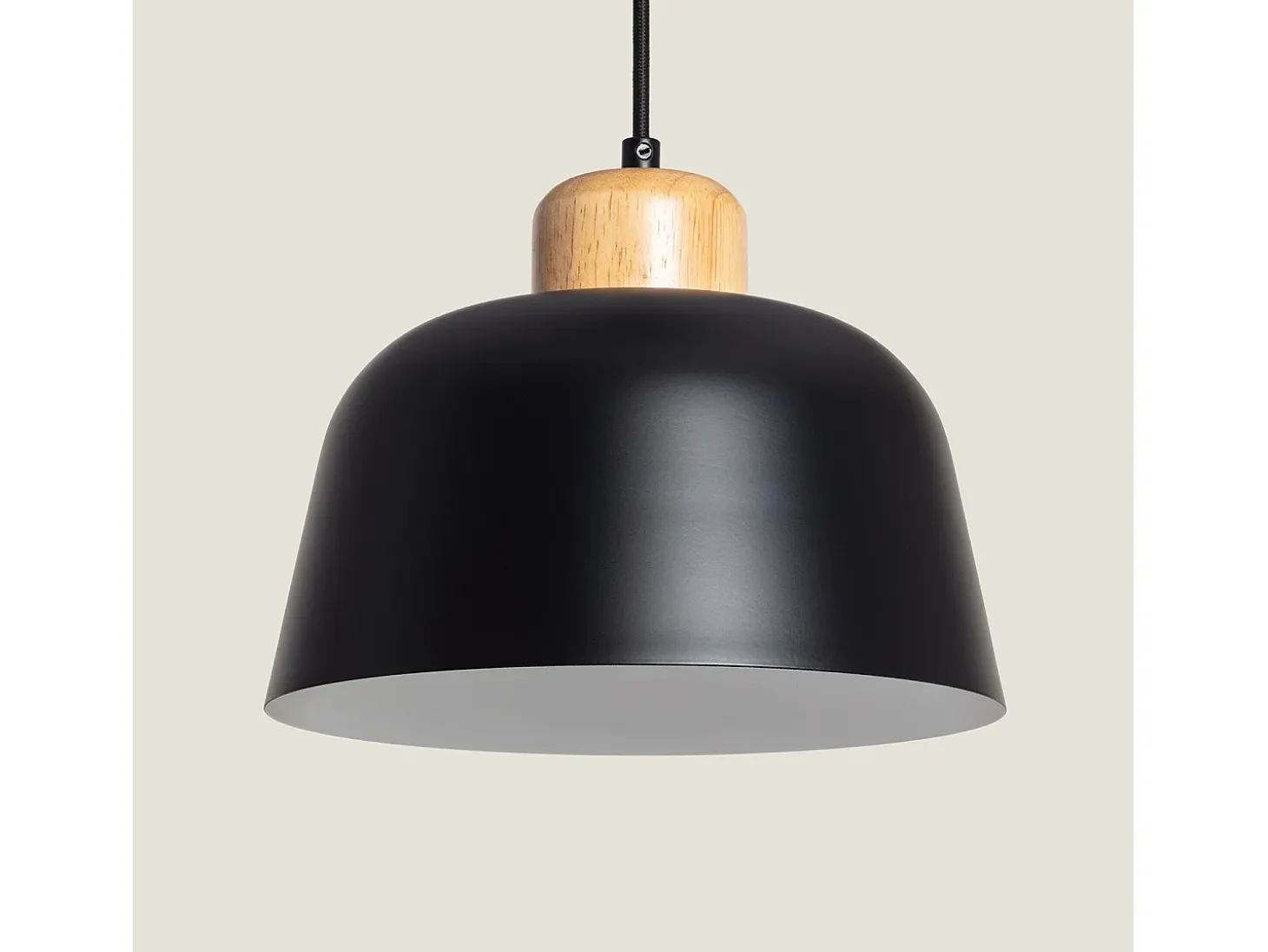 Lámpara Colgante Metal y Madera Wawak Negro