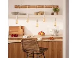 Lámpara Colgante Metal y Madera Yagis Blanco