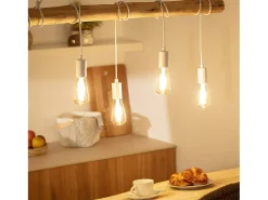 Lámpara Colgante Metal y Madera Yagis Blanco