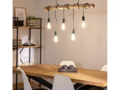 Lámpara Colgante Metal y Madera Yagis Negro