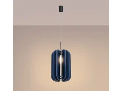 Lámpara colgante Mula moderno de fieltro/acero - 1 fuentes luminosas - L.27 x A.165 cm - azul marino/negro