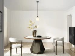 Lámpara colgante negra con cristal blanco D.14 x Alt.120 cm - LOUXOR