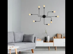 Lámpara colgante negra de metal ZOE con 8 fuentes de luz - Diseño moderno para salón o comedor
