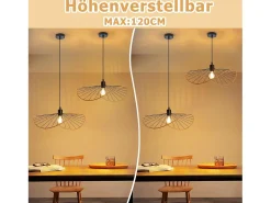 Lámpara colgante Nettlife Boho negra de 50 cm de diámetro - Lámpara de araña vintage de metal E27 - Lámpara para salón, cocina y comedor (bombilla no incluida)