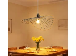 Lámpara colgante Nettlife Boho negra de 50 cm de diámetro - Lámpara de araña vintage de metal E27 - Lámpara para salón, cocina y comedor (bombilla no incluida)