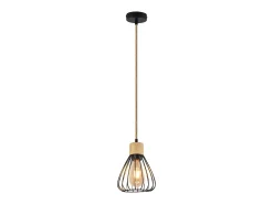 Lámpara colgante NETTLIFE para mesa de comedor, de metal negro, 1 llama, estilo retro industrial, madera, cuerda de cáñamo, E27