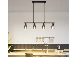 Lámpara colgante NETTLIFE para comedor, 4 llamas, cristal vintage, E14, para salón y cocina.