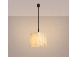 Lámpara colgante Nevia minimalista de CLORURO DE POLIVINILO - 1 fuentes luminosas - L.40 x A.137 cm - mármol beige/negro