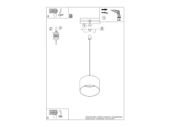 Lámpara colgante Nevia minimalista de CLORURO DE POLIVINILO - 1 fuentes luminosas - L.40 x A.137 cm - mármol beige/negro