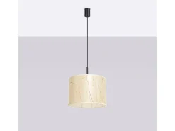 Lámpara colgante Nevia minimalista de CLORURO DE POLIVINILO - 1 fuentes luminosas - L.40 x A.137 cm - mármol beige/negro