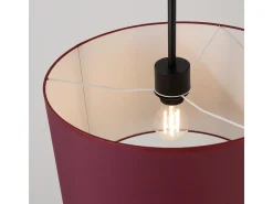 Lámpara colgante Nevia minimalista de tela/PVC - 1 fuentes luminosas - L.40 x A.137 cm - burdeos/negro
