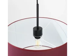 Lámpara colgante Nevia minimalista de tela/PVC - 1 fuentes luminosas - L.40 x A.137 cm - burdeos/negro