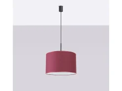 Lámpara colgante Nevia minimalista de tela/PVC - 1 fuentes luminosas - L.40 x A.137 cm - burdeos/negro