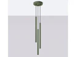 Lámpara Colgante Pastelo Moderno De Acero - 3 Fuentes Luminosas - L.30 X A.94 Cm - Verde Oliva