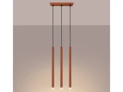 Lámpara Colgante Pastelo Moderno De Acero - 3 Fuentes Luminosas - L.30 X A.94 Cm - Ocre Rojo