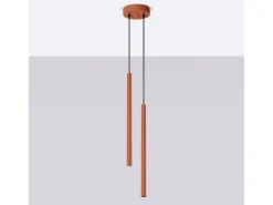 Lámpara Colgante Pastelo Moderno De Acero - 2 Fuentes Luminosas - L.15 X A.104 Cm - Ocre Rojo