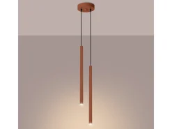 Lámpara Colgante Pastelo Moderno De Acero - 2 Fuentes Luminosas - L.15 X A.104 Cm - Ocre Rojo