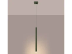 Lámpara Colgante Pastelo Moderno De Acero - 1 Fuentes Luminosas - L.8 X A.114 Cm - Verde Oliva