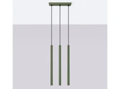 Lámpara Colgante Pastelo Moderno De Acero - 3 Fuentes Luminosas - L.19,5 X A.104 Cm - Verde Oliva
