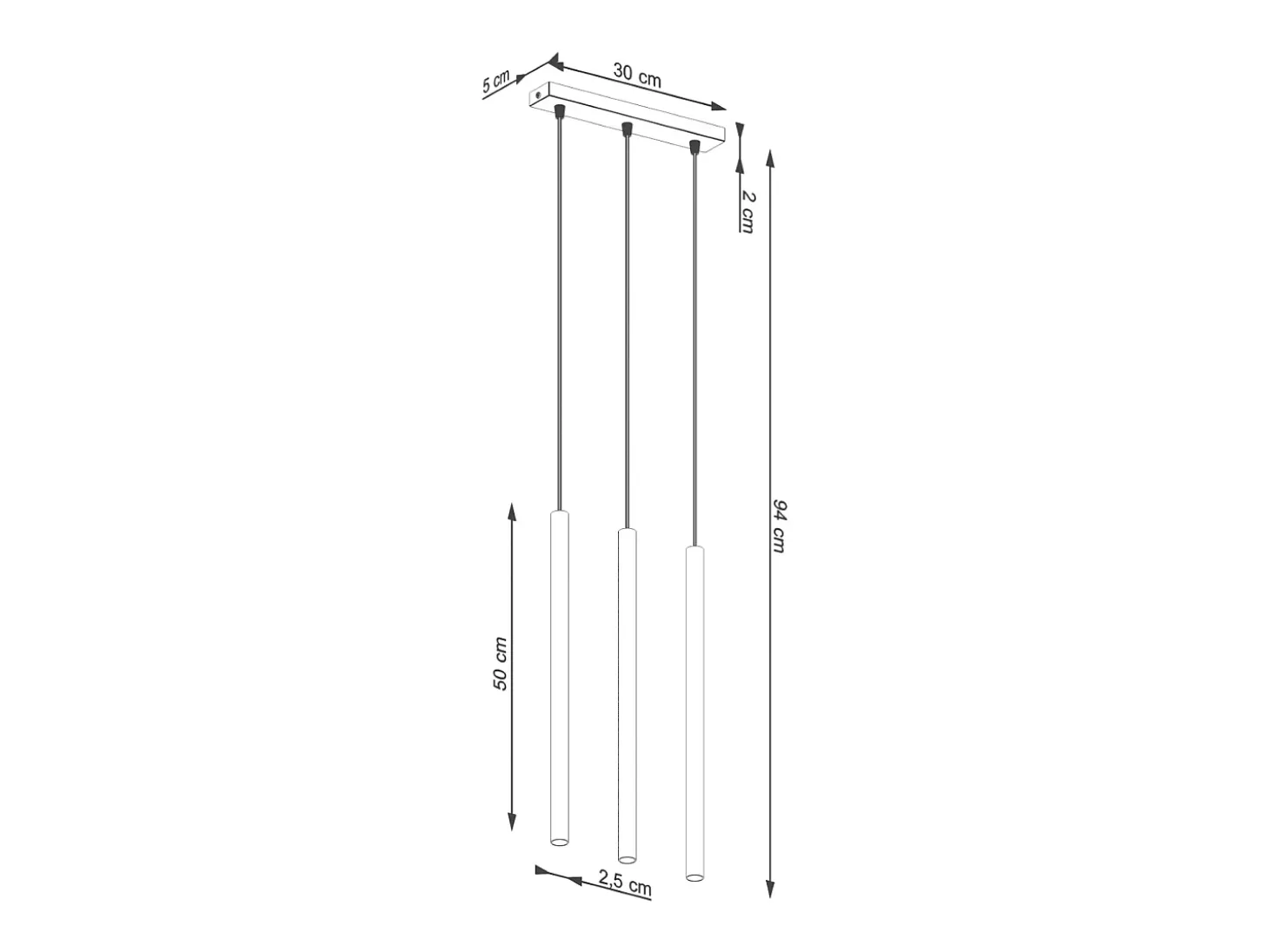 Lámpara Colgante Pastelo Moderno De Acero - 3 Fuentes Luminosas - L.30 X A.94 Cm - Beige
