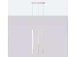 Lámpara Colgante Pastelo Moderno De Acero - 3 Fuentes Luminosas - L.30 X A.94 Cm - Beige