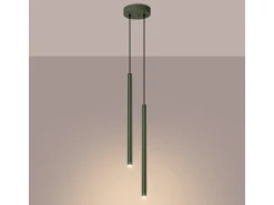 Lámpara Colgante Pastelo Moderno De Acero - 2 Fuentes Luminosas - L.15 X A.104 Cm - Verde Oliva