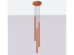 Lámpara Colgante Pastelo Moderno De Acero - 3 Fuentes Luminosas - L.19,5 X A.104 Cm - Ocre Rojo