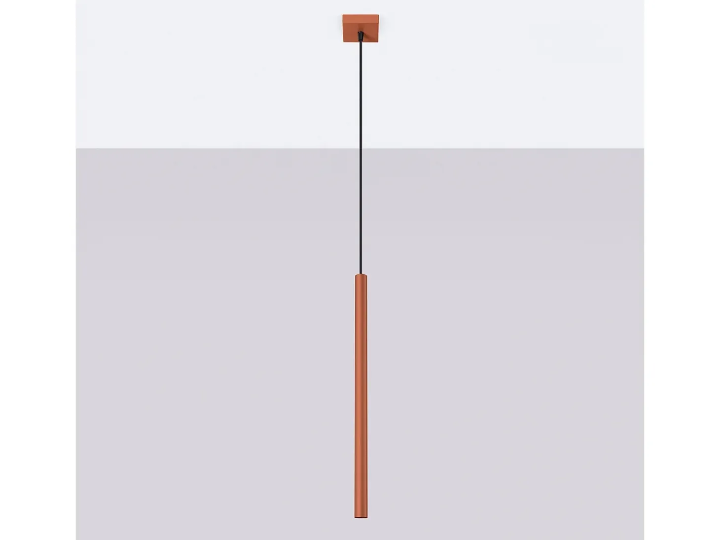 Lámpara Colgante Pastelo Moderno De Acero - 1 Fuentes Luminosas - L.8 X A.114 Cm - Ocre Rojo