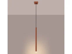 Lámpara Colgante Pastelo Moderno De Acero - 1 Fuentes Luminosas - L.8 X A.114 Cm - Ocre Rojo