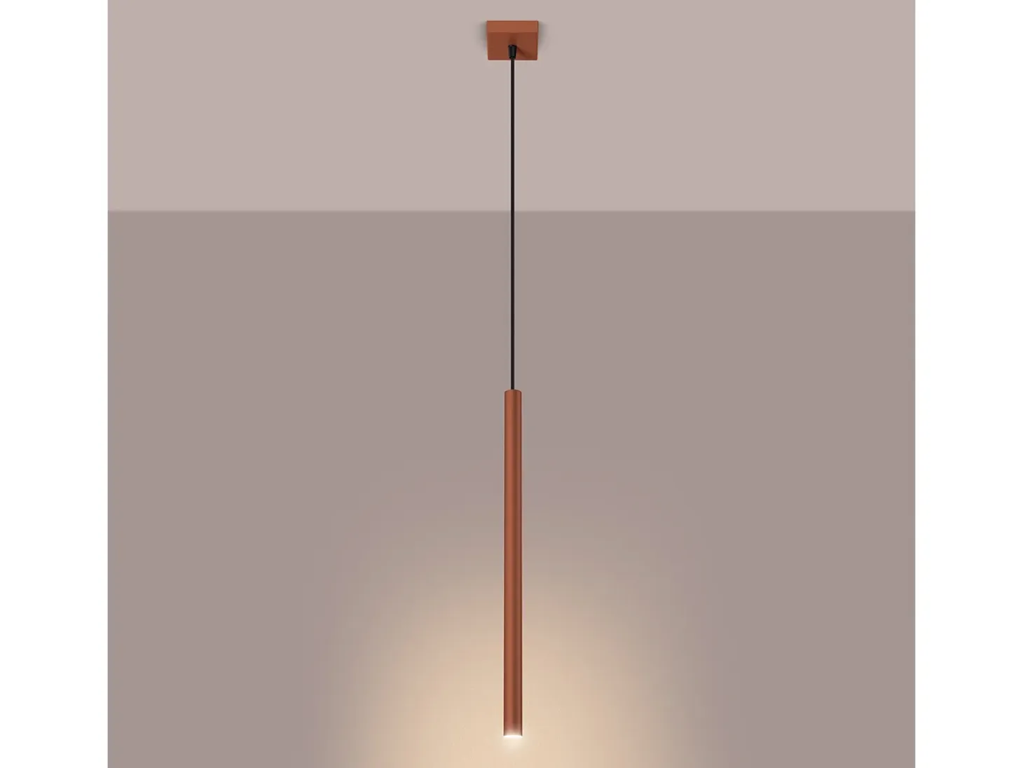 Lámpara Colgante Pastelo Moderno De Acero - 1 Fuentes Luminosas - L.8 X A.114 Cm - Ocre Rojo