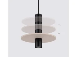 Lámpara colgante Pelta moderno de fieltro/acero - 1 fuentes luminosas - L.30 x A.126 cm - beige/negro