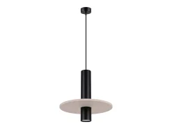 Lámpara colgante Pelta moderno de fieltro/acero - 1 fuentes luminosas - L.30 x A.126 cm - beige/negro