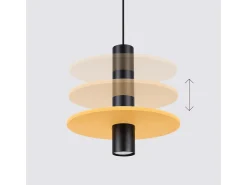 Lámpara colgante Pelta moderno de fieltro/acero - 1 fuentes luminosas - L.30 x A.126 cm - amarillo/negro